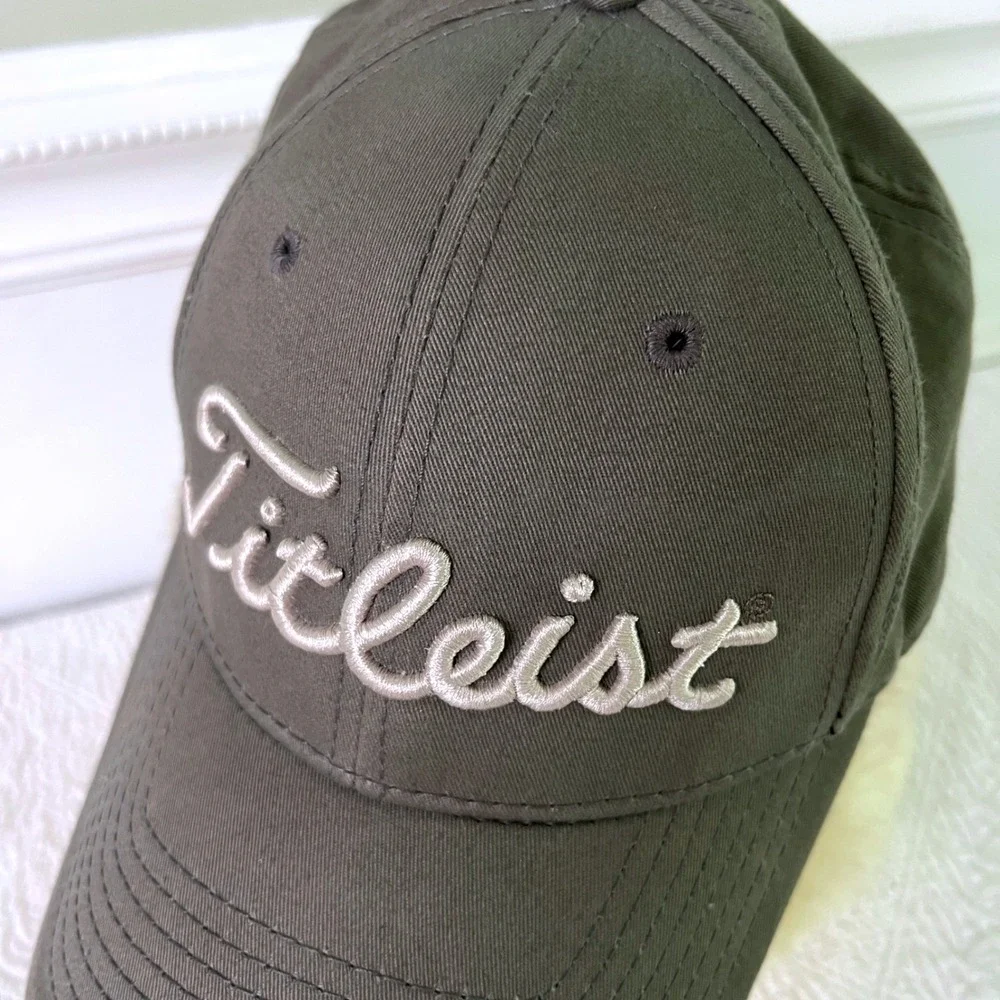 Titleist Golf Hat OSFM Mens Adjustable New Era FJ Logo Olive Green Baseball Cap